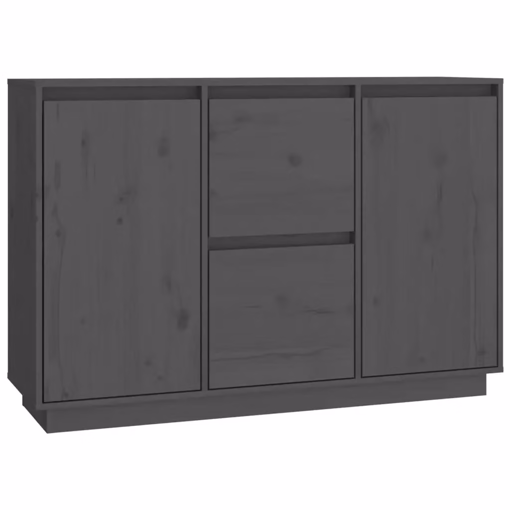Credenza in legno massello di pino stile rustico grigia vidaXL L: 111 cm, P: 34 cm, H: 75 cm – 2
