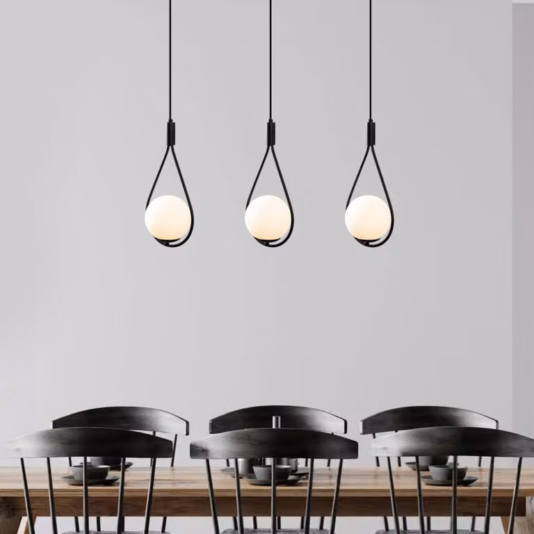 Lampada a sospensione GMN-00009 Opviq, dimmerabile, Nero, Soggiorno / Sala da pranzo, Vetro, Moderno, Lampada a sospensione
