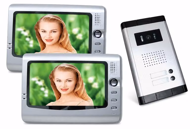 Videocitofono da interno, colore argento - Doppio monitor LCD da 7 pollici - Visione notturna con 6 LED - Audio bidirezionale con vivavoce - Sistema di controllo accessi cablato