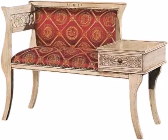 Divanetto shabby chic Mobili 2G in legno di faggio laccato bianco con decorazioni floreali L: 99 cm, P: 44 cm, H: 78 cm – 1