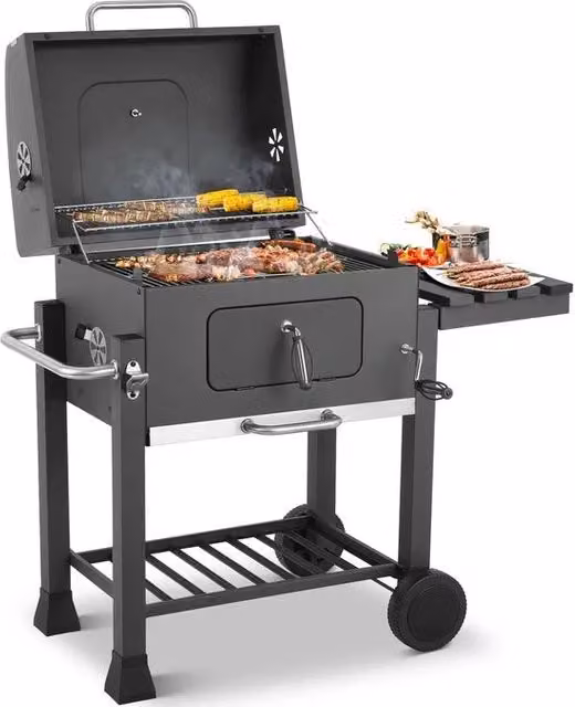 Griglia a Carbone con Tavola di Accompagnamento Pieghevole - BBQ - Barbecue - Grill a Carbone - Ideale per Picnic all'Aperto