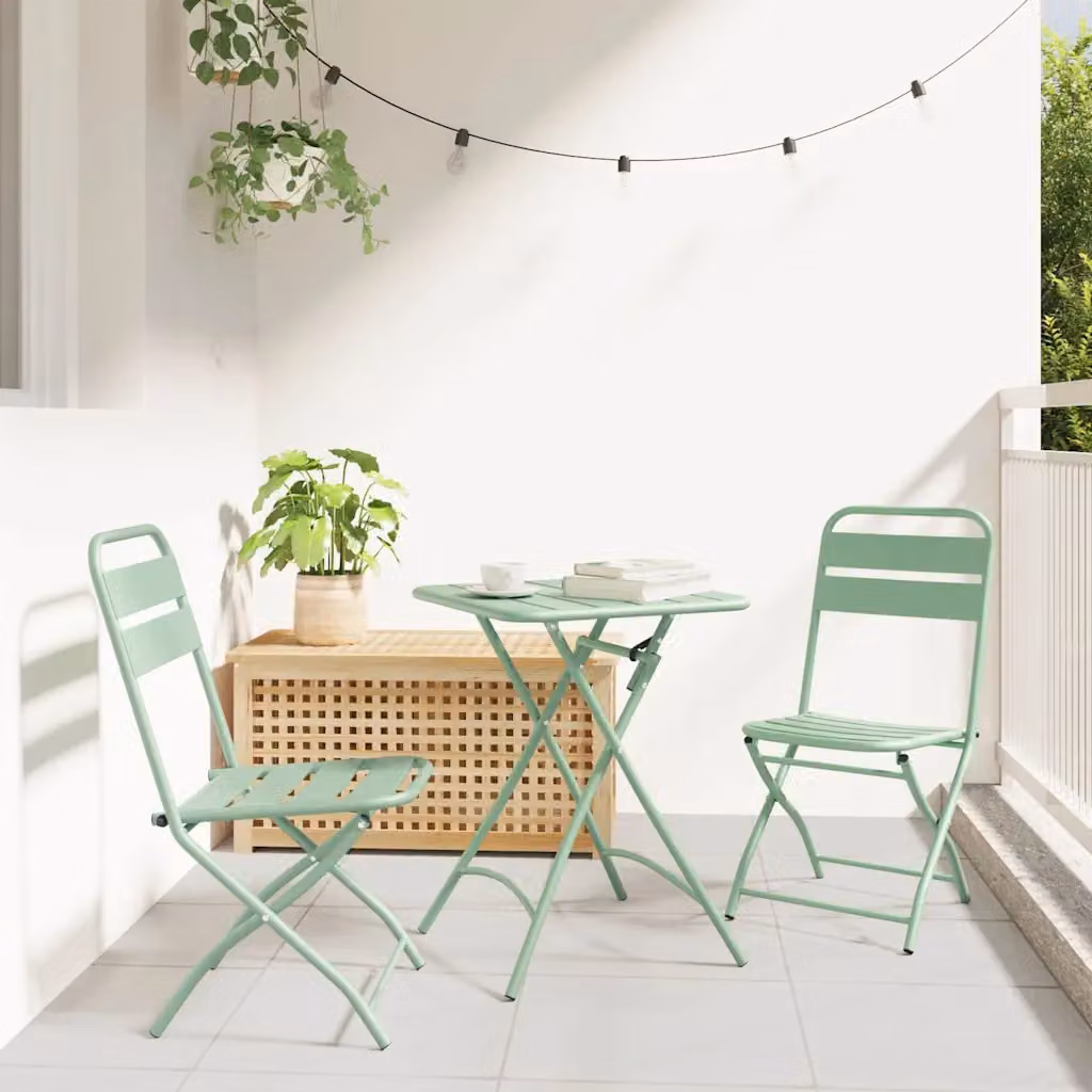 Set bistrot da giardino vidaXL in acciaio inossidabile verde opaco, 3 pezzi