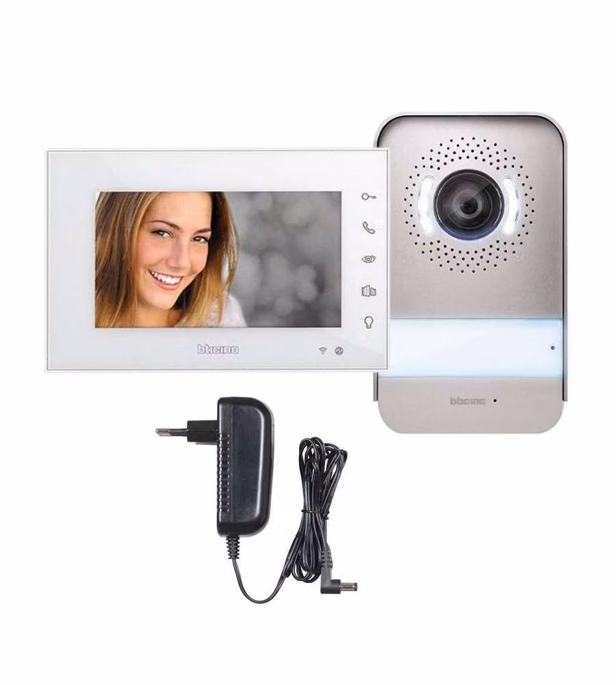 Kit Videocitofono Monofamiliare Bticino Easykit WIFI a 2 Fili con Monitor da 7 Pollici Bianco
