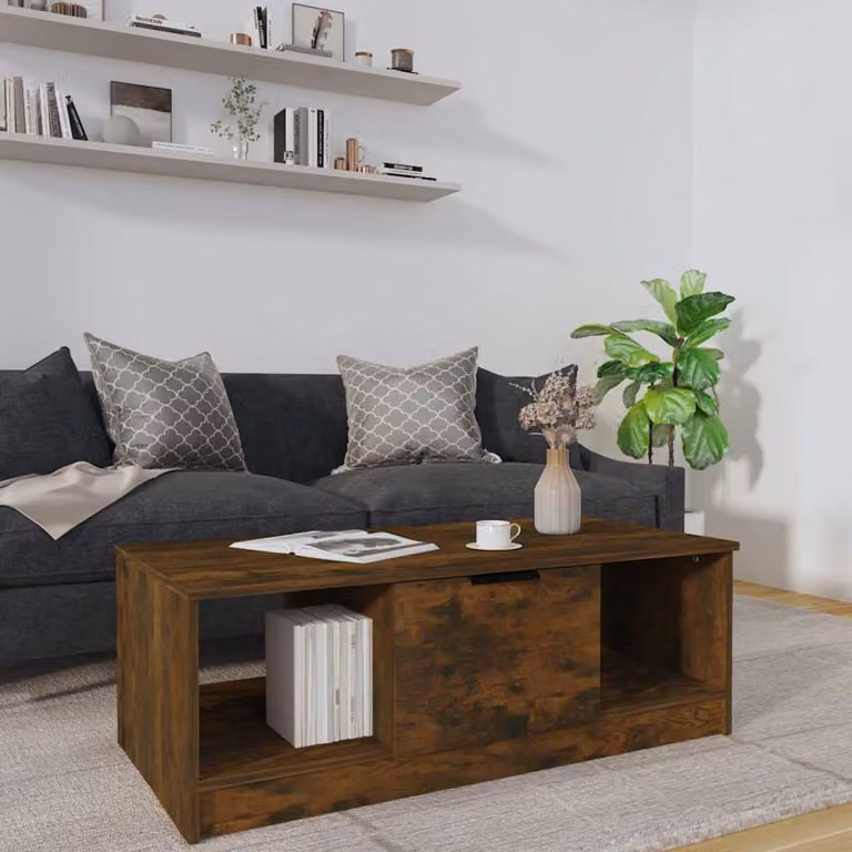 vidaXL Tavolino da Salotto Moderno in Legno Rovere Fumo, L/P/H: 102 x 50 x 36 cm