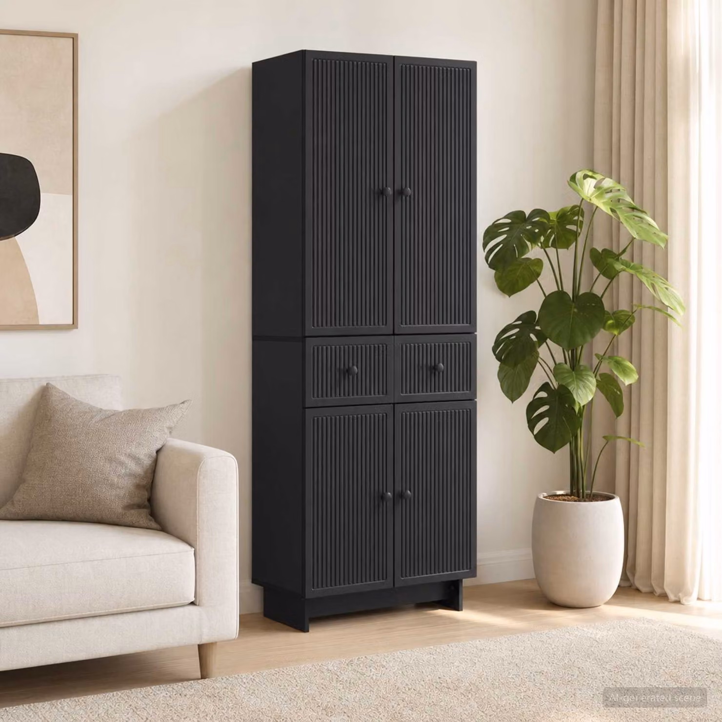 Set di 2 armadi da parete vidaXL in legno MDF nero opaco