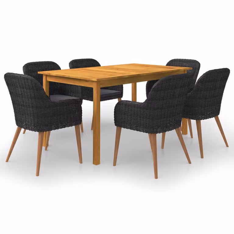 The Living Store Set da pranzo da giardino 7 pezzi nero
