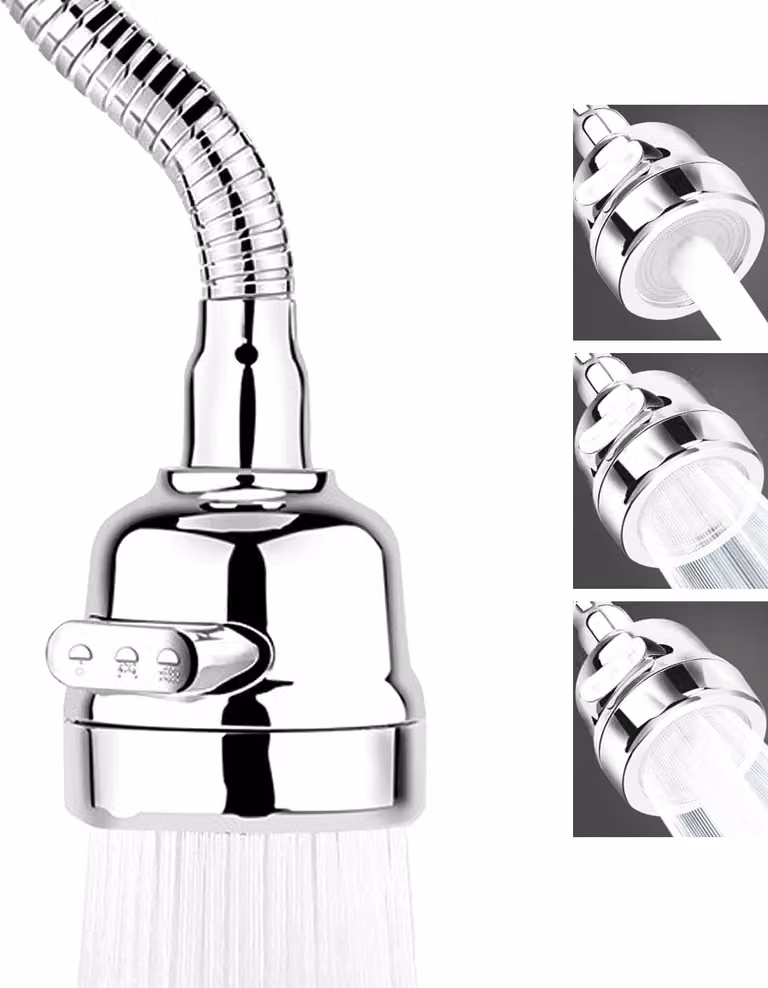 Aeratore universale per rubinetti da cucina - Acciaio inossidabile - con 3 getti
