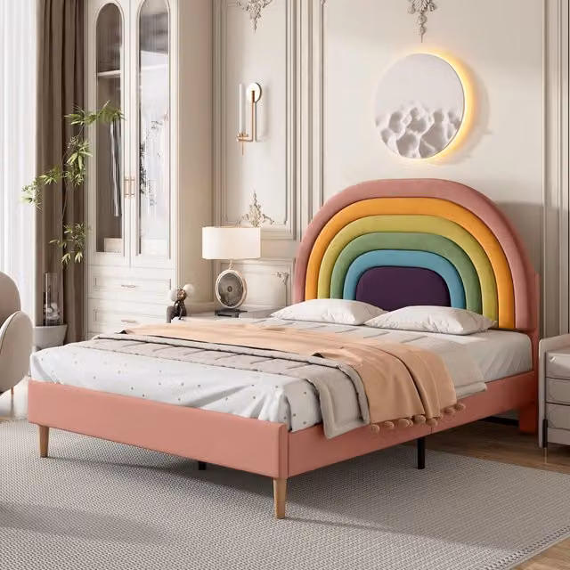 letto imbottito velluto rosa 140 x 200 cm