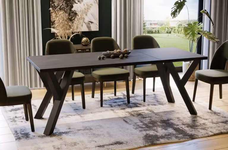 Tavolo da pranzo Endo-Möbel Pier 130cm - 210cm tavolo da cucina allungabile con struttura in metallo (cemento scuro)