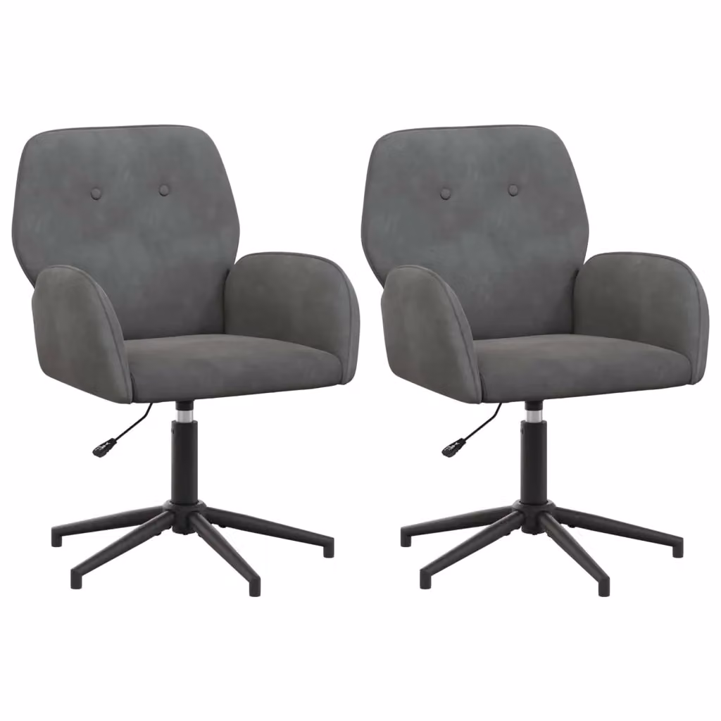 Set di 2 sedie da scrivania girevoli vidaXL in velluto grigio con braccioli, L/P/H: 54 x 55 x 90 cm – 2