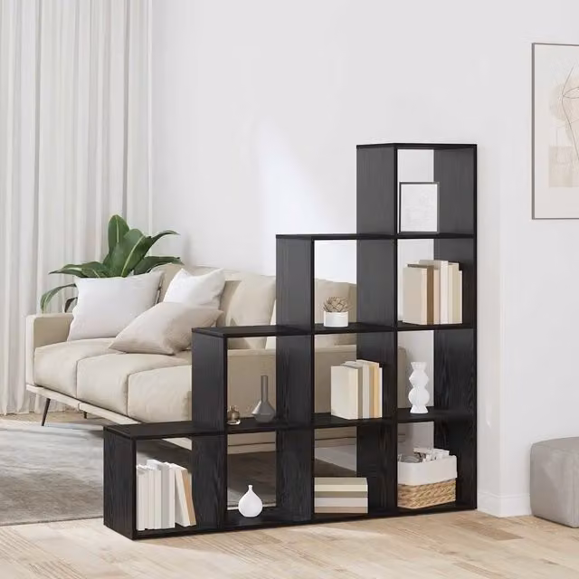 Libreria divisoria moderna vidaXL con ripiani regolabili, colore nero, L 131,5 x P 29 x H 131,5 cm