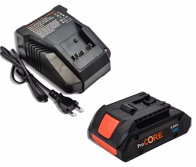 Batterie di ricambio, capacità 6,0 Ah, compatibili con diversi utensili, 1 caricabatterie da 6,0 Ah, confezione singola