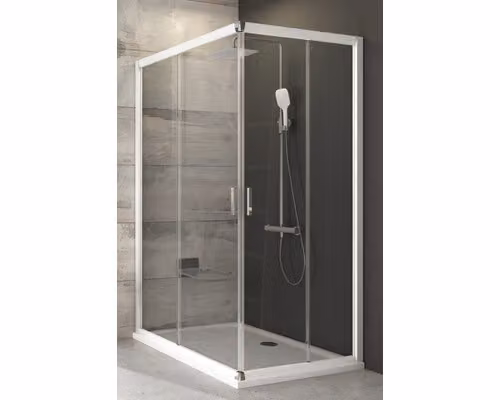 Un lato della cabina doccia RAVAK Blix BLRV2K-120 bianco+trasparente 1XVG0100Z1