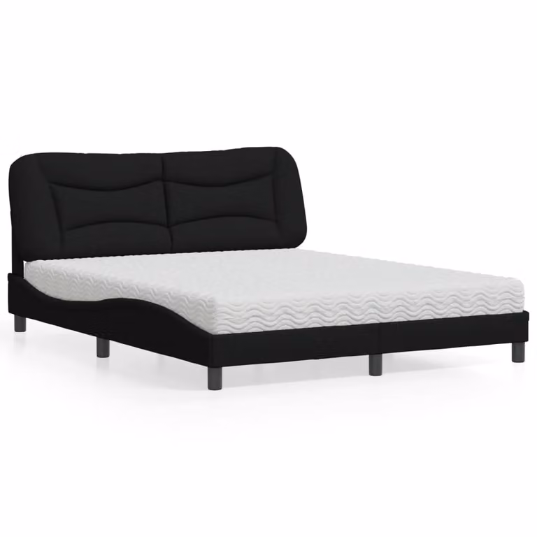 Letto con Materasso Hvar vidaXL Nero in Tessuto L: 160 cm, P: 200 cm