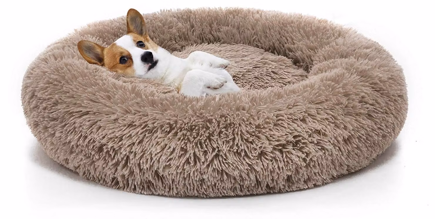 Cuccia per cani, 51 cm di diametro, a forma di ciambella, rotonda, per uso interno