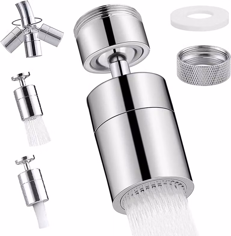 Rubinetto con bocchetta girevole a 360°, con doppia modalità di flusso, attacco da 15/16", adatto per cucina e bagno