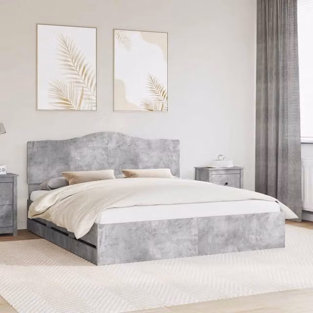 Struttura del letto con cassetto Grigio Cemento 200 x 200 cm 3413383