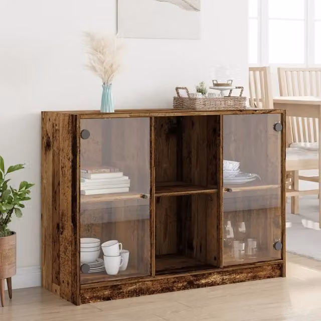 Credenza Buffet Design Mania in Legno Antico Marrone per Cucina e Soggiorno L: 102 cm, P: 37 cm, H: 75,5 cm