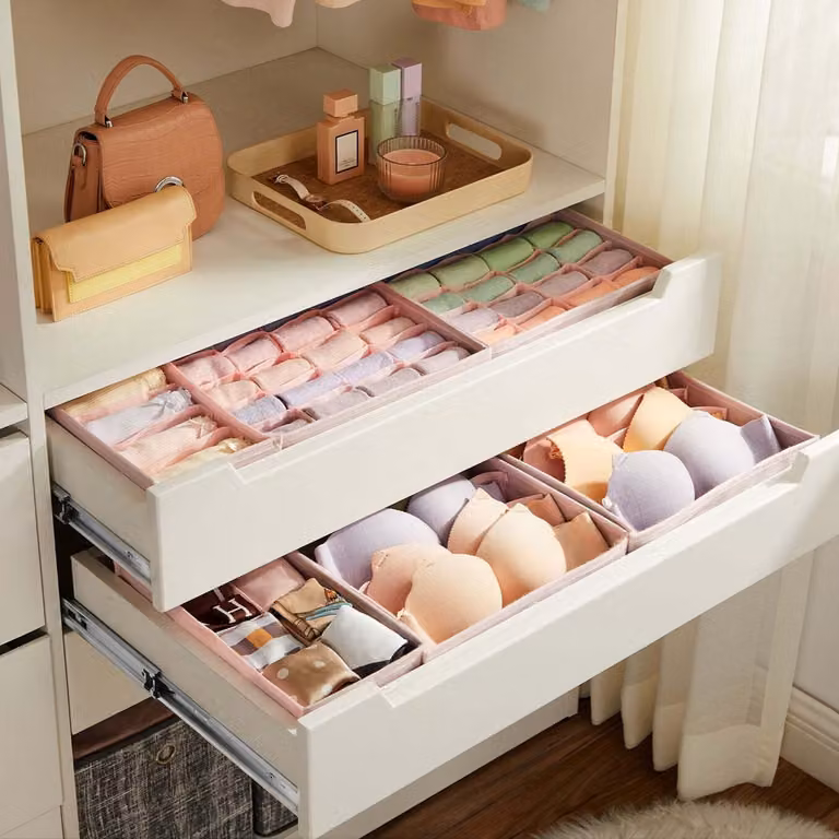 Set di contenitori per cassetti Rootz - Organizer per armadio - Contenitori - Tessuto non tessuto - Leggeri - Rosa - 32 cm x 32 cm x 10 cm