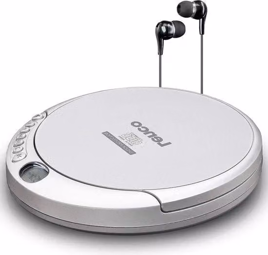 Lettore CD portatile compatibile con CD-R, CD-RW e MP3 con funzione ricarica batteria e porta USB-C, Argento
