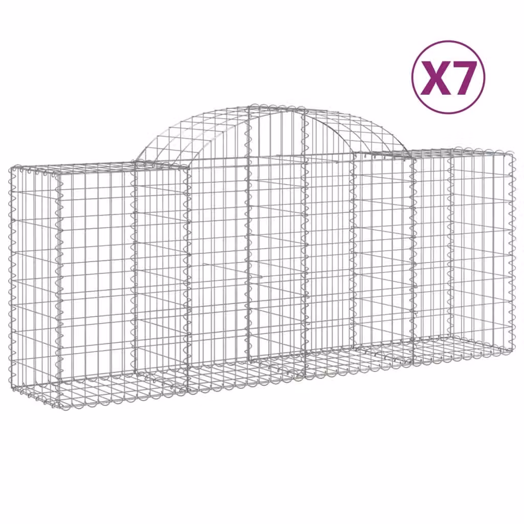Cesti Gabbioni ad Arco 7 pz 200x50x80/100 cm Ferro Zincato