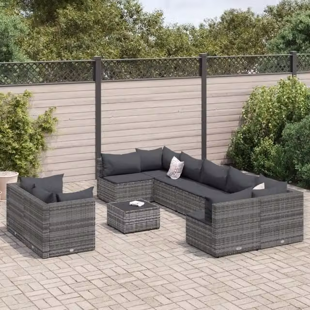 Set Divano da Giardino vidaXL a forma a U composto da 10 pezzi con Cuscini in Colore Antracite e Grigio – 1