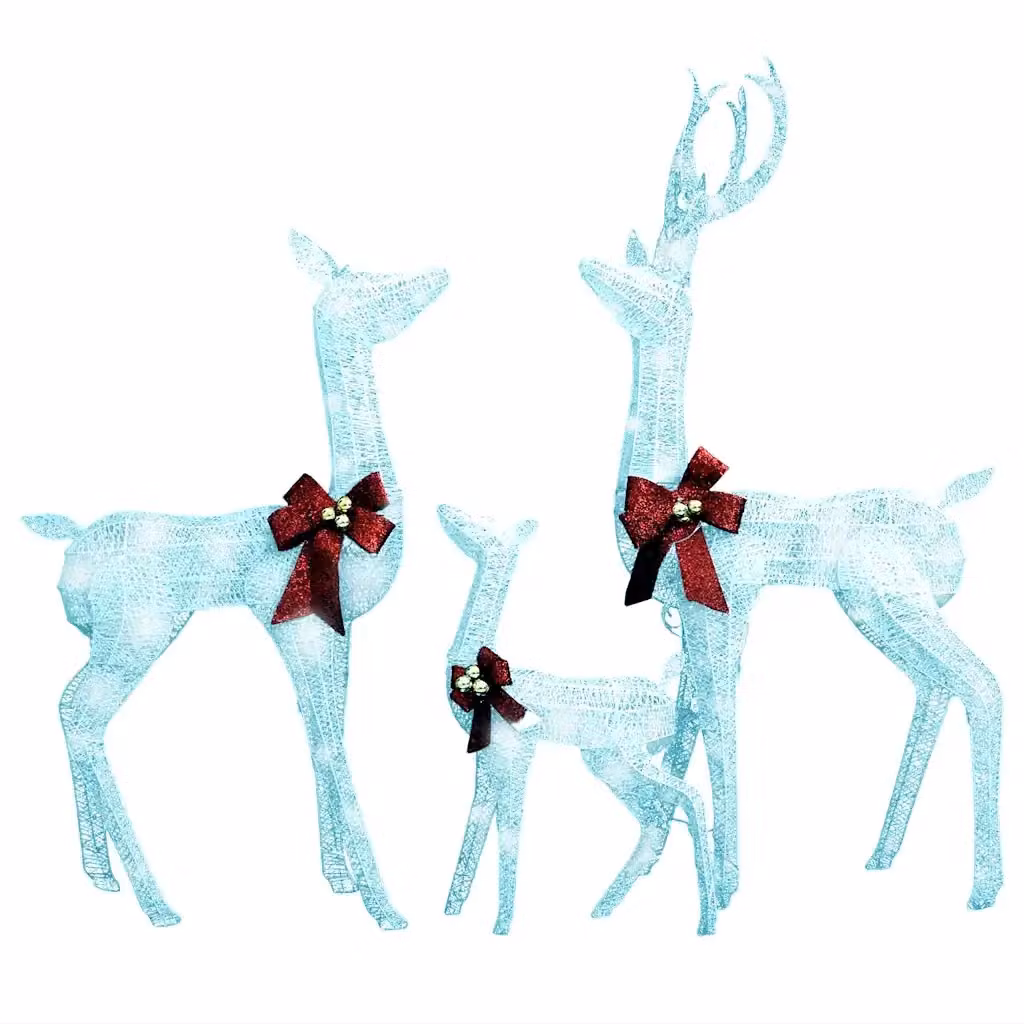 Decorazione Natalizia con Famiglia di Renne vidaXL in Metallo Bianco e Argento con 201 LED – 2