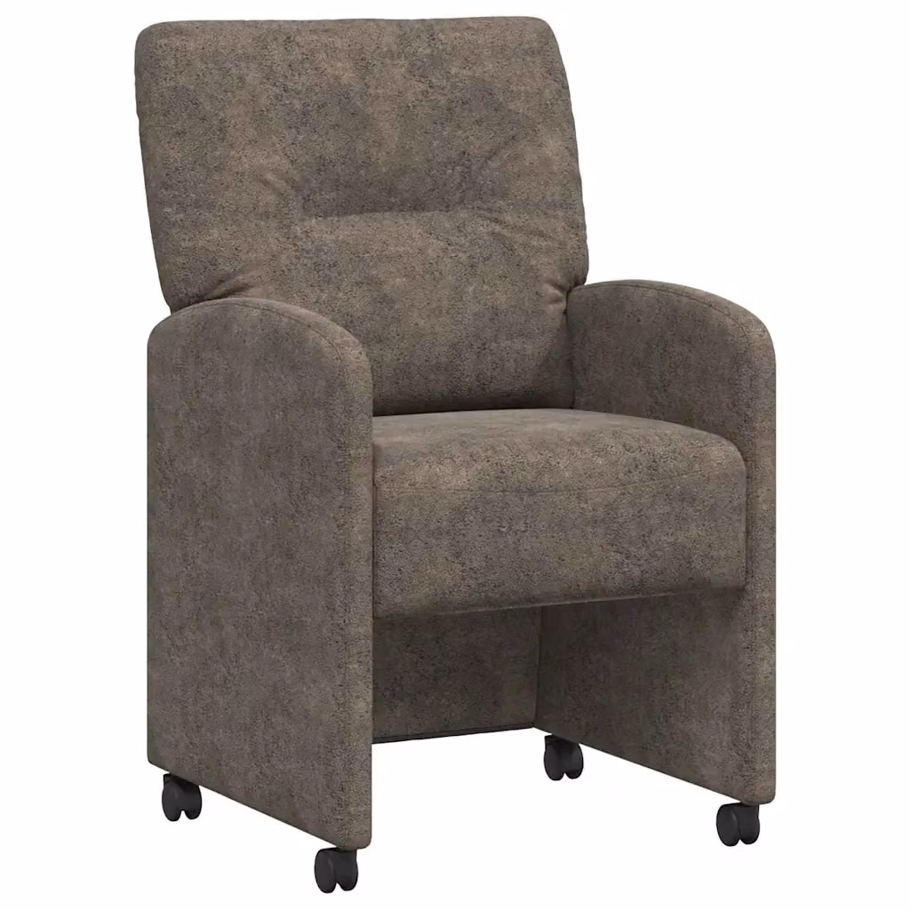 Set di 2 sedie da pranzo vidaXL con ruote e braccioli in pelle sintetica grigio scuro L/P/H: 57 x 67 x 95 cm – 2