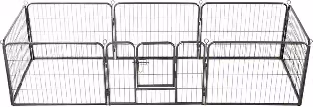 Box per cani con 8 pannelli in acciaio nero CFW7657108 L: 80 cm, P: 60 cm