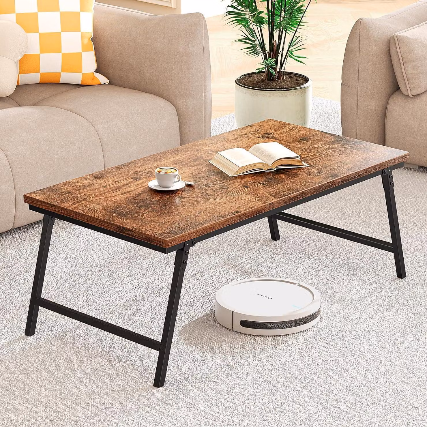 Tavolino pieghevole in legno Tavolo da salotto 105x55x40 cm marrone scuro