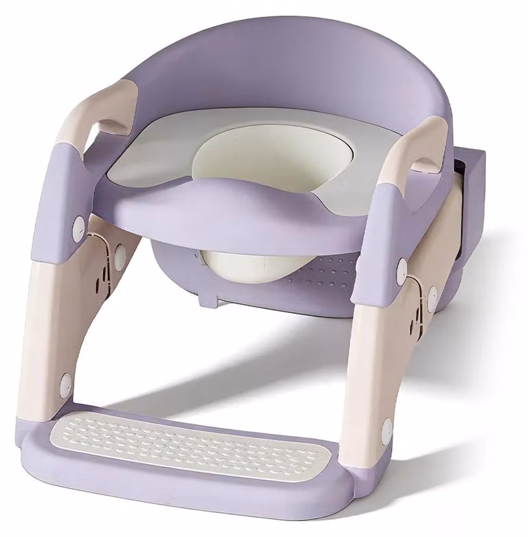 Scaletta e riduttore per WC 2-in-1 per bambini - Modello SE-01 - Sedile per vasino - Altezza regolabile - Gradini antiscivolo - Pieghevole - Adatto per bambini dai 4 ai 6 anni - Colore: lilla