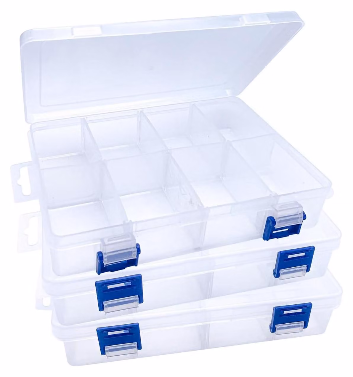 Set di 3 contenitori trasparenti con 8 scomparti