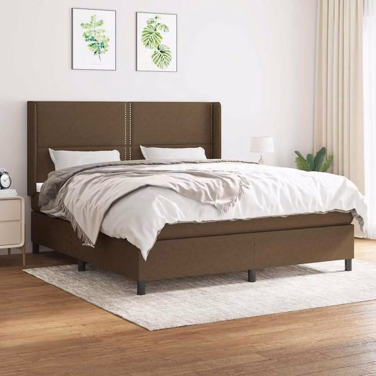 vidaXL Letto Ibrido con Giroletto a Molle e Materasso, Marrone e Bianco, L/P/H: 180 x 200 x 128 cm