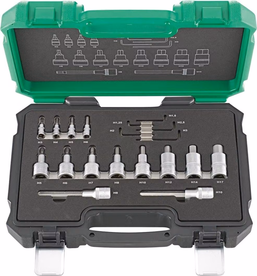 Set di bussole 1/4"+1/2"19pz. FORTIS