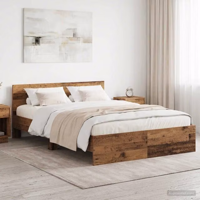 Struttura letto moderna vidaXL in legno color marrone L: 140 cm, P: 193 cm, H: 70 cm