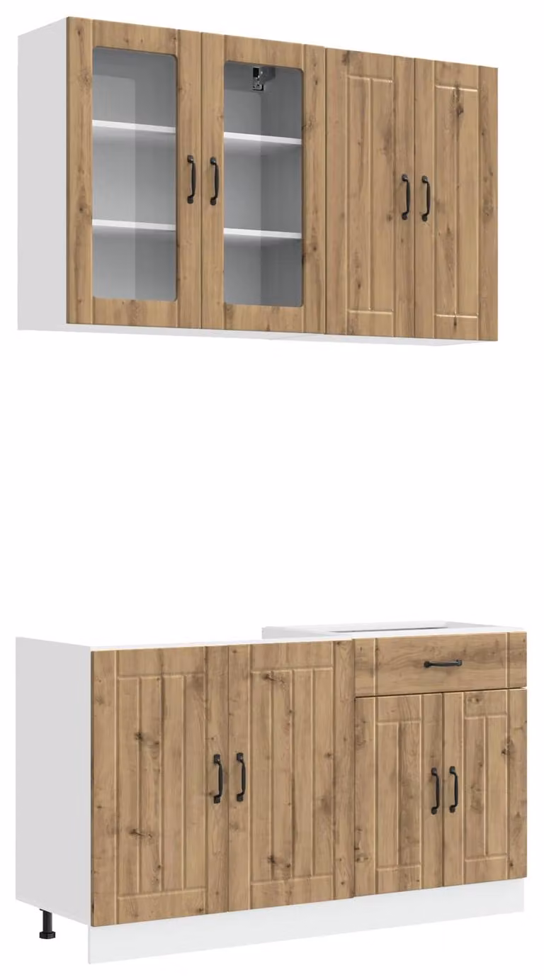 Set da cucina LUCCA, 4 pezzi, pannello di legno effetto "Artisan Oak"