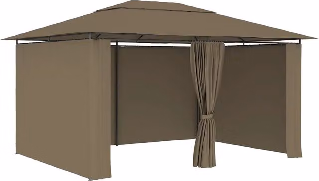 Gazebo | Pergolato da Giardino con Tende 4x3 m Grigio Talpa 180 g/m2