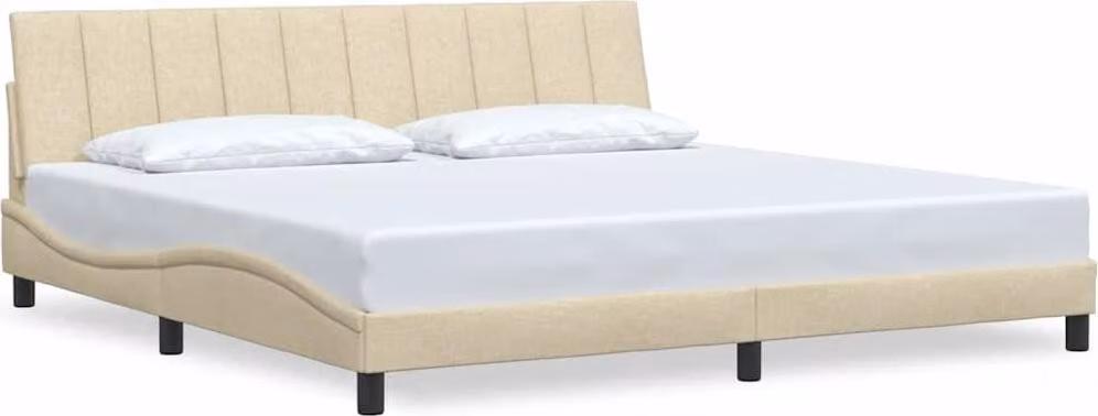Struttura letto senza materasso "Hanko" crema 200x200 cm tessuto