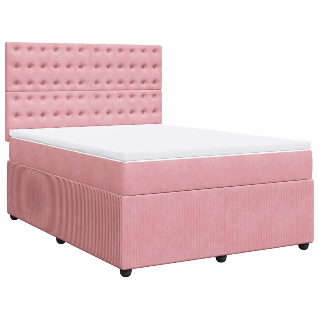 Giroletto a Molle con Materasso Rosa 140x200 cm in Velluto