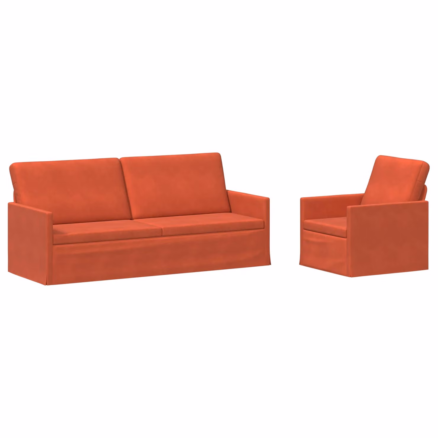 Set di 2 divani moderni vidaXL in tessuto cord rosso arancio con struttura in metallo
