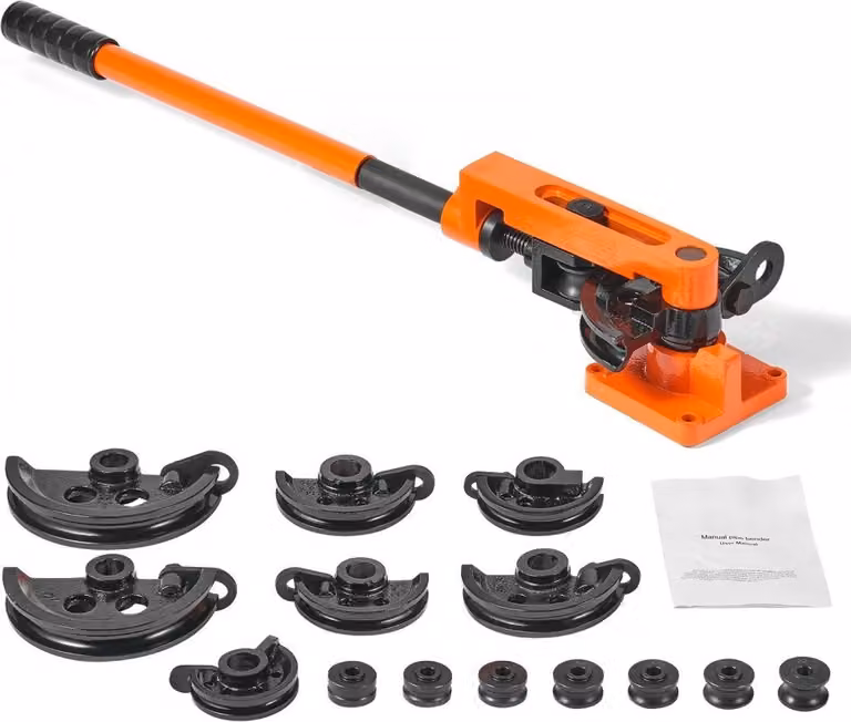 Curvatubi Ø10-25mm - 7 matrici - Curvatubi manuale 0-180° - Curvatubi manuale 50-113mm raggio di curvatura Curvatubi - per tubi in rame, alluminio e acciaio inox con spessore di parete da 0 a 2mm