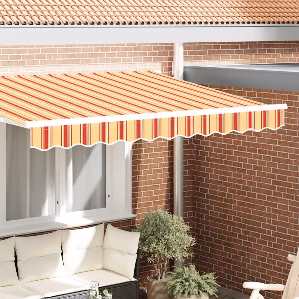 Mantovana di ricambio per tenda da sole vidaXL in poliestere, strisce gialle e arancioni, L: 235 cm