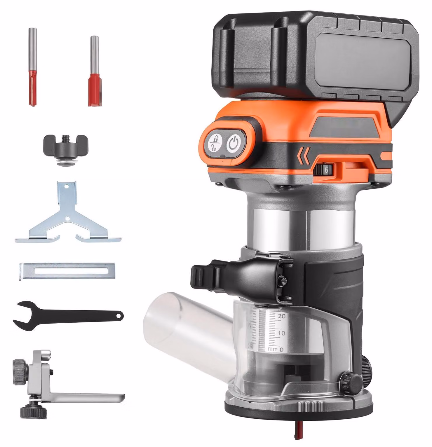 Fresatrice a filo con batteria - Fresatrice compatta da 18 V - Motore brushless - Velocità variabile - Mandrino autoserrante da 6,35 mm - Fresatrice monomanuale per la lavorazione del legno - Senza batteria