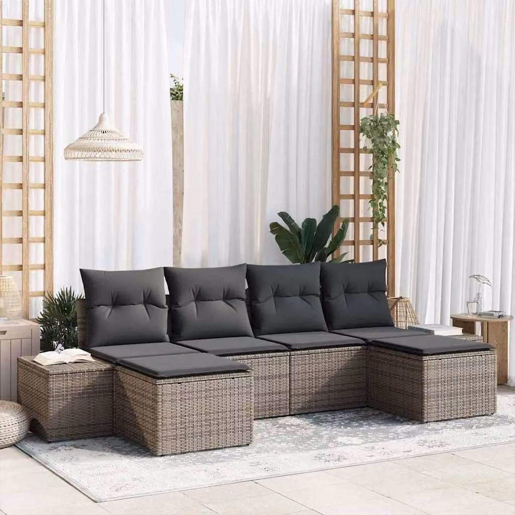 Maison Exclusive - Set Divano da Giardino con cuscino 4 pcs Grigio polyrattan