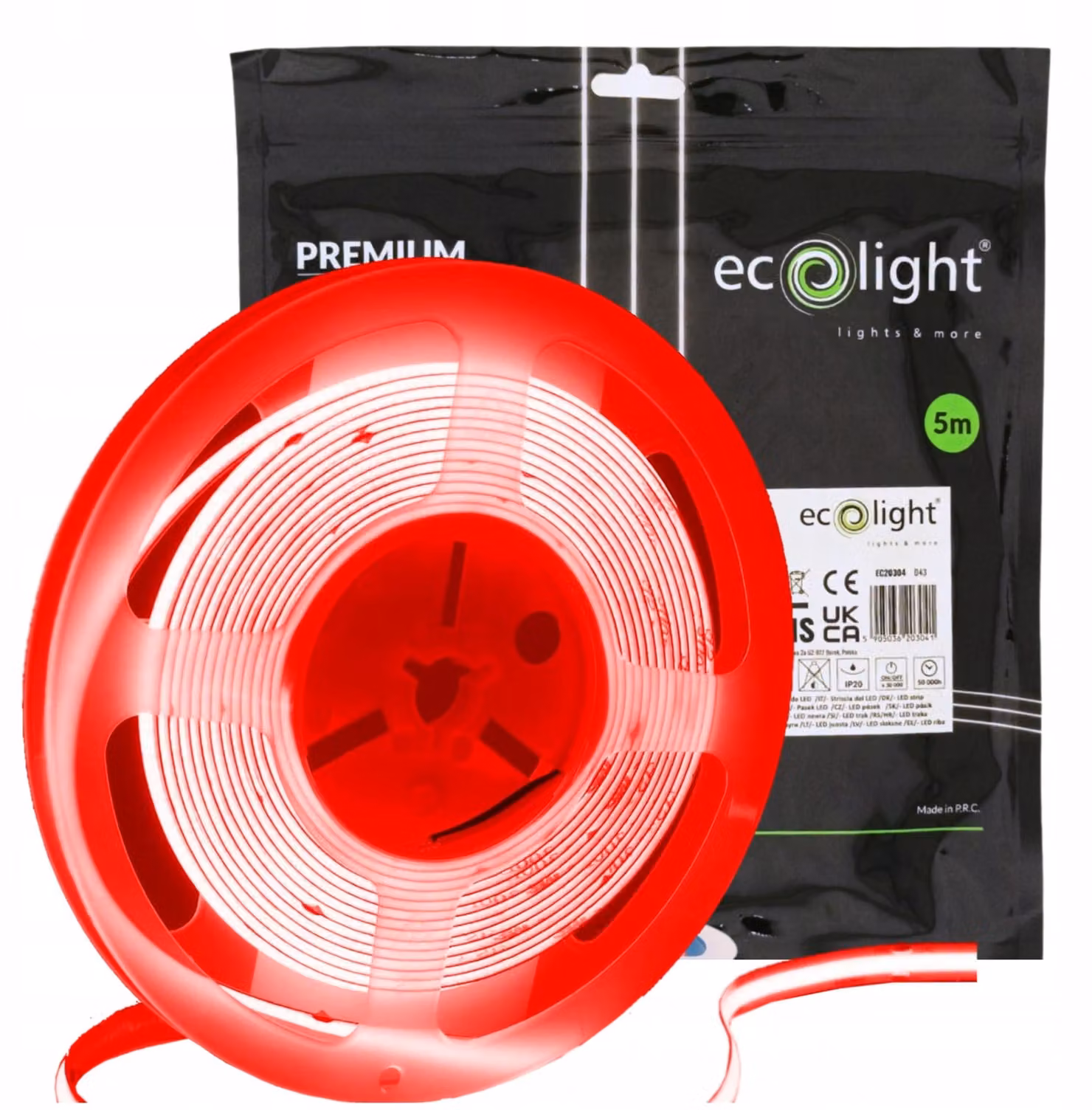 Striscia LED COB 480 LED 9 W/m, rosso, IP20 / 5 m / P