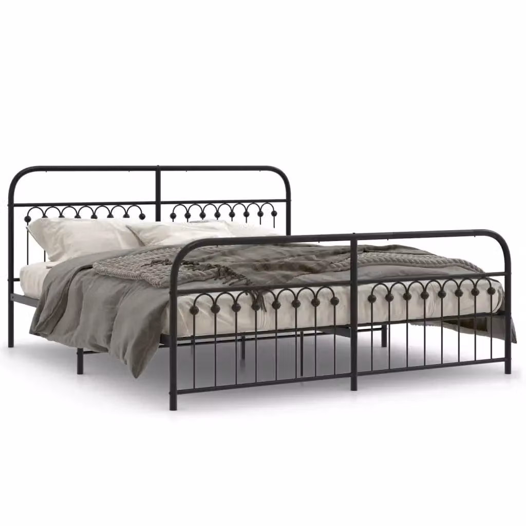 Giroletto vidaXL con testiera e pediera in metallo nero L: 187 cm, P: 219 cm, H: 100 cm – 2