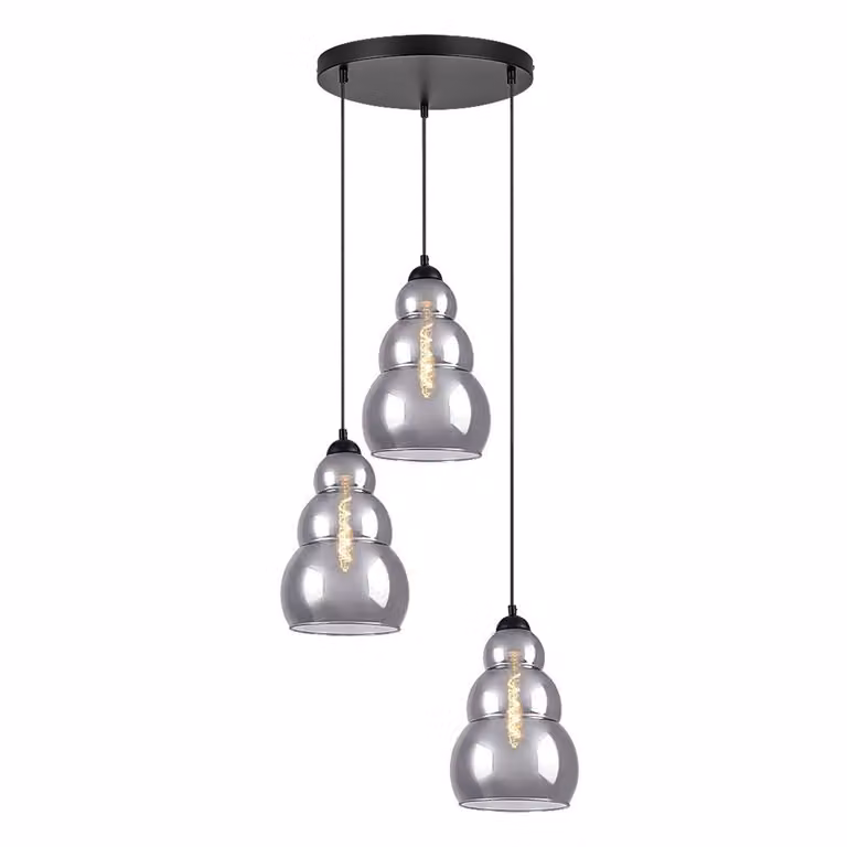 Rabalux 72213 Lampada a sospensione 3 spot Salvatore, E27, nero-grigio, rotonda, moderna, ø200mm