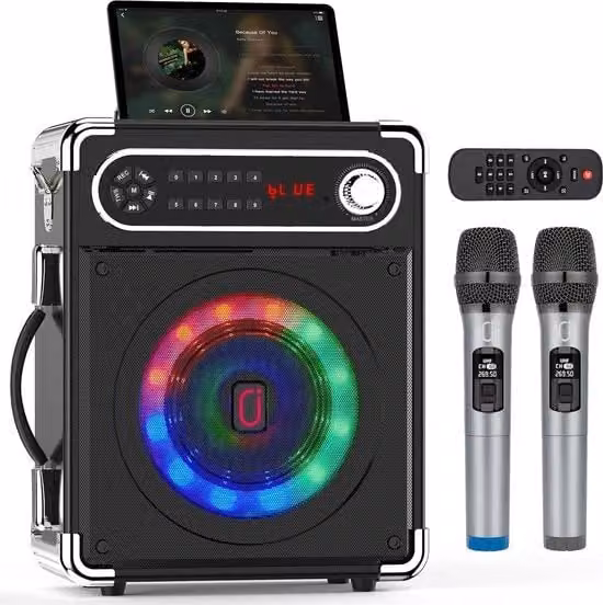 Sistema Karaoke per Adulti - Sistema Karaoke - Sistema Karaoke con 2 Microfoni - Sistema Karaoke con Microfono Senza Fili - Sistema Karaoke Senza Fili