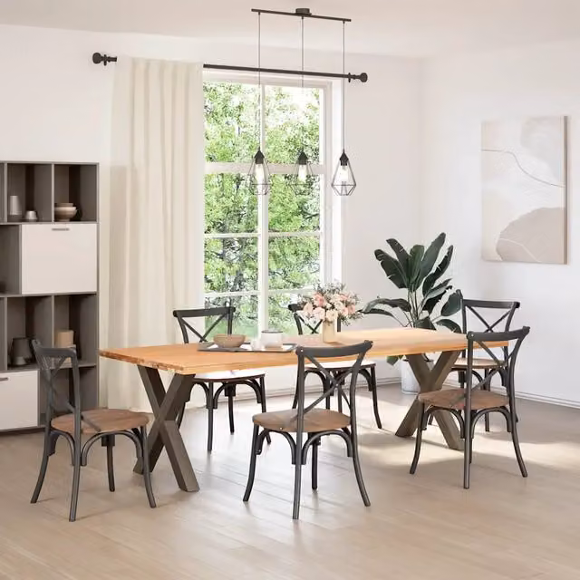 Gambe per tavolo da pranzo a forma di X 2 pz | Piede del tavolo in acciaio naturale 70x(72-73) cm
