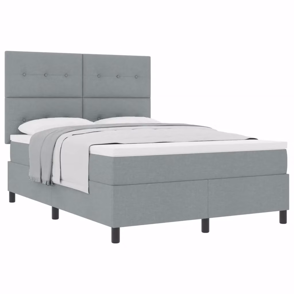 Letto a molle con testiera vidaXL in tessuto grigio L: 140 cm, P: 200 cm – 2